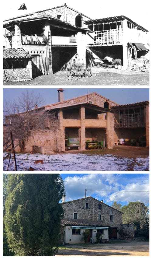 El mas familiar de Làctics El Mont fotografiat en tres èpoques diferents